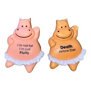 Vtg Russ Hippo Refrigerator Magnet Death Before Diet I’m Not Fat I’m Just Fluffy